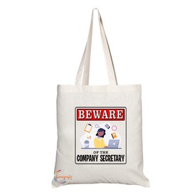 Coralgraph Inc TB993 Beware of the Company Secretary Novelty Present Gift Printed Eco-Friendly Stylish Long Handled Tote Shoulder Bag
