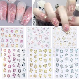 Chisafly Nail Stickers, Fireworks, Summer, Nail Stickers, For Fireworks, Summer Festivals, Glitter, DIY, 3D, Yukata, Set of 6