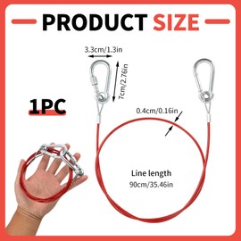 1 m Breakaway Rope for Trailers and Caravans with Carabiner Hook, Breakaway Rope Trailer, Safety Rope Pendant, Safety Rope Made of Stainless Steel, Rustproof and Durable