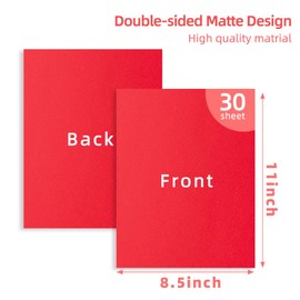 Red Cardstock 8.5 x 11 Inch, 30 Sheet Card Stock, 92lb/250gsm Thick Cover Stock, Heavyweight Printer Paper for Invitations, Scrapbooking, Crafts, DIY Projects, Drawing & Decorations