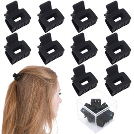 Ahoney 10Pcs Small Hair Clips for Women Girls - 1" Mini Matte Jaw Clips for Thin, Thick & Medium Hair, Strong Hold Barrettes with Gift Box (Black)