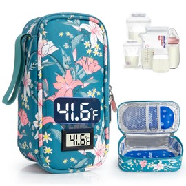 WIBOND Breast Milk Cooler Travel Bag, Real-Time Temperature Display, Holds 20oz Breastmilk Storage Bag with 2 Breast Milk Ice Pack, Cooling & Waterproof Portable Cooler for Moms on The Go (Lily)