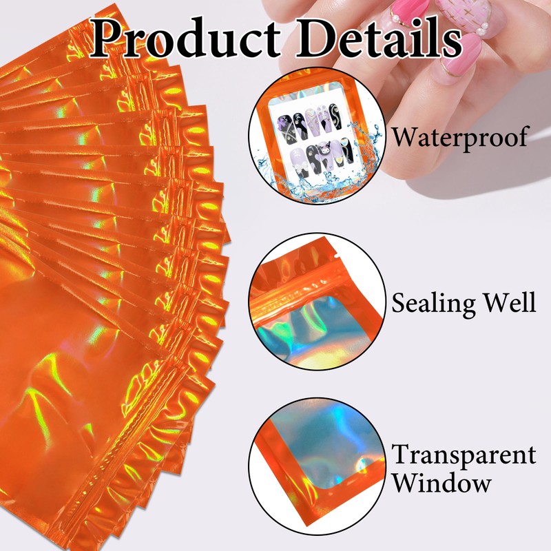 Qenk 201PCS Press on Nail Packaging Bag, Nail Bags for