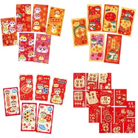 Chinese Red Envelopes Chinese New Year Spring Festival Lucky Money Hong Bao for New Year/Birthday/Wedding, 36 Designs(36Pcs L&S)