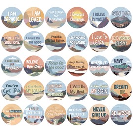 Outus 30 Pcs 6'' Classroom Floor Stickers Line up Spots Large Inspirational Floor Stickers Self Adhesive Vinyl Decals Round Wall Dots for Teachers Back to School Preschool Kindergarten Decor(Mountain)