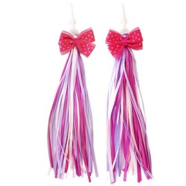 HugeDE ccHuDE Kids' Bicycle Bike Bowknot Streamers Scooter Handlebar Tassel Streamers for Boys Girls Pink