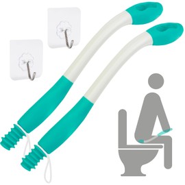 Butt Wiper Tool Wiper,15.75"Extra Long Toilet Assistance for Elderly,Disabled,Fat People,Pregnant,Easily Grips Toilet Paper or Wet Wipes Without Falling Out,Highly Practical Easy to Use with 2 Hooks