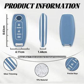 TOOMUME Car Key Cover TPU, Car Key Case Fit for Nissan Qashqai J12 Juke F16 X Trail T33 Airya B6 B8 B9 Micra Altima Teana Murano Kicks, Protective Key Fob Cover Key Fob Case - Three Lines