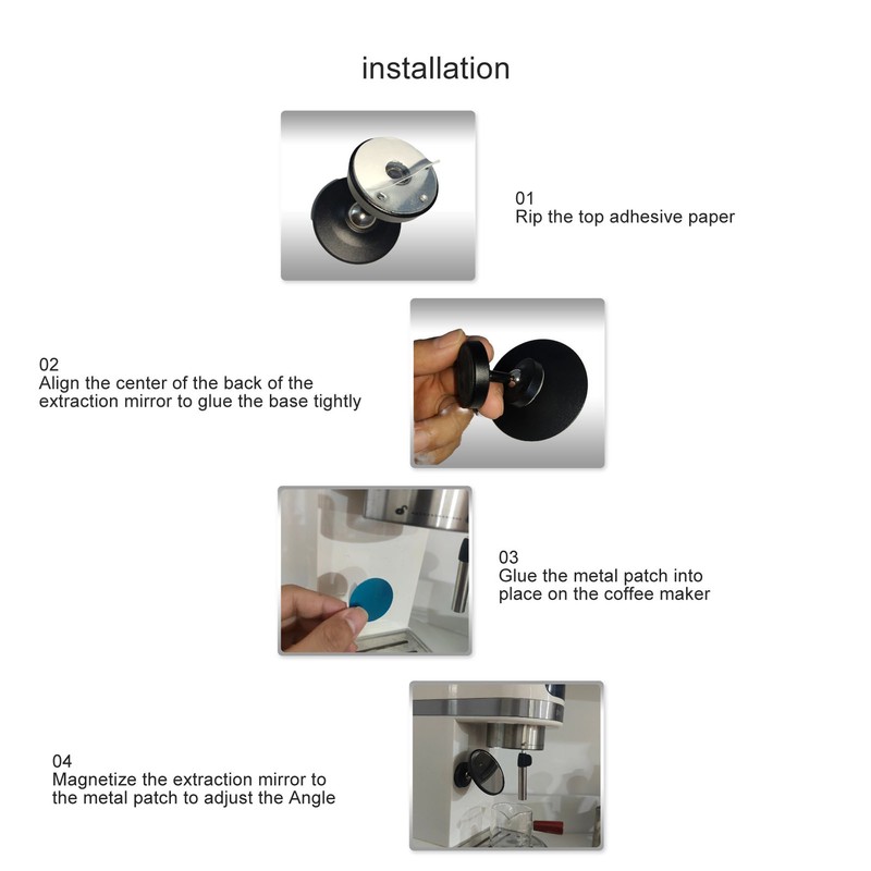 Coffee Maker Magnetic Mirror with 360° Rotating Base Aluminum Alloy