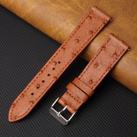 [vinacreations] Men's Ostrich Leather Watch Strap Thin Quick Release Ostrich Leather Replacement Watch Band Slim with Wrist Neck Buckle, 22 mm