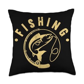 Angler, Fischer, Angel Fish Fish Outifts And Gifts Angel, Angler Fisherman Outfit Bass Fishing Throw Pillow, 18x18, Multicolor