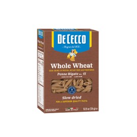 De Cecco Pasta, Whole Wheat Penne Rigate No.41, 13.25 OZ (Pack of 12) - Made in Italy, High in Protein & Iron, Bronze die