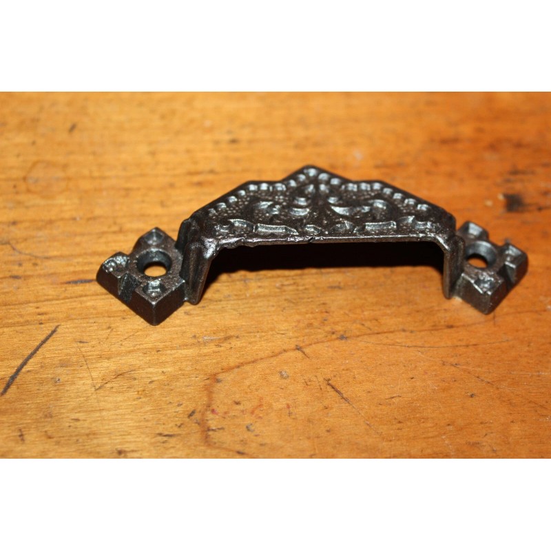 Restored Ornate Antique Victorian Cast Iron Bin Apothecary Cupboard Pull