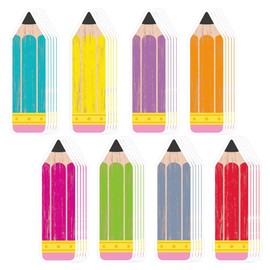 Vuzvuv 48Pcs Pencil Paper Cutouts with 100Pcs Glue Points,Pencil Cut Outs Bulletin Board Decorations for Birthday Party Theme Decor Supplies