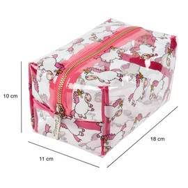 Vivid Hue Ladies Large PVC Clear Cosmetic Bag Toiletry Bag Chubby Unicorn Large