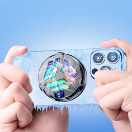 Cell Phone Cooler, Magnetic Absorption Semiconductor Cooling Fan, Super Silent, Dual Core Semiconductor, Convenient Design, for Playing Games, Live Streaming