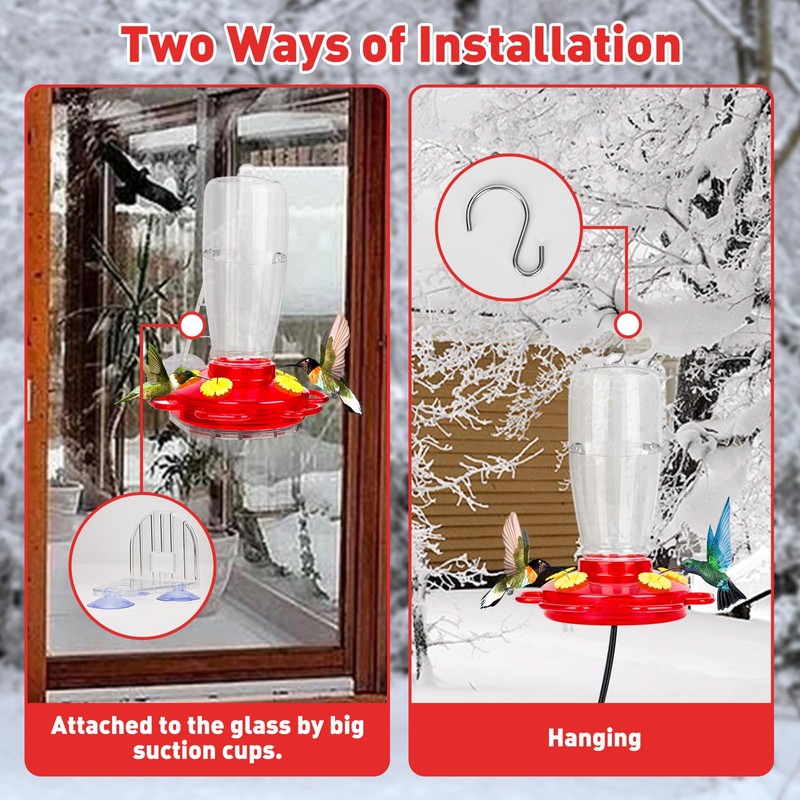 2 in 1 Heated Hummingbird Feeder for Outdoor, 66℉ Constant