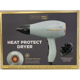 Conair Infiniti Pro Heat Protect Hair Dryer w/ Concentrator & Diffuser Sea Green