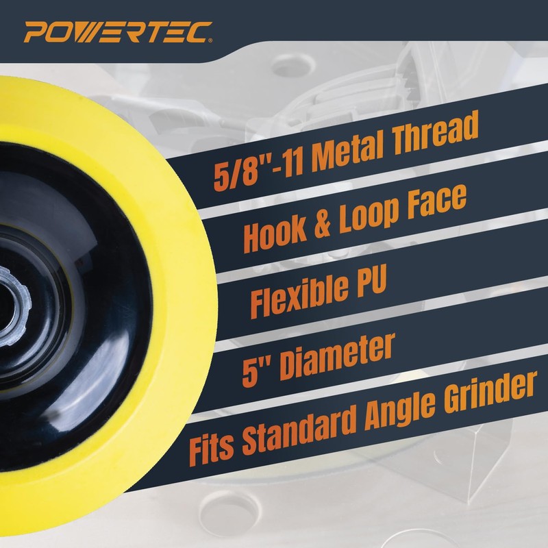 POWERTEC Almohadilla de respaldo de gancho y bucle de 5