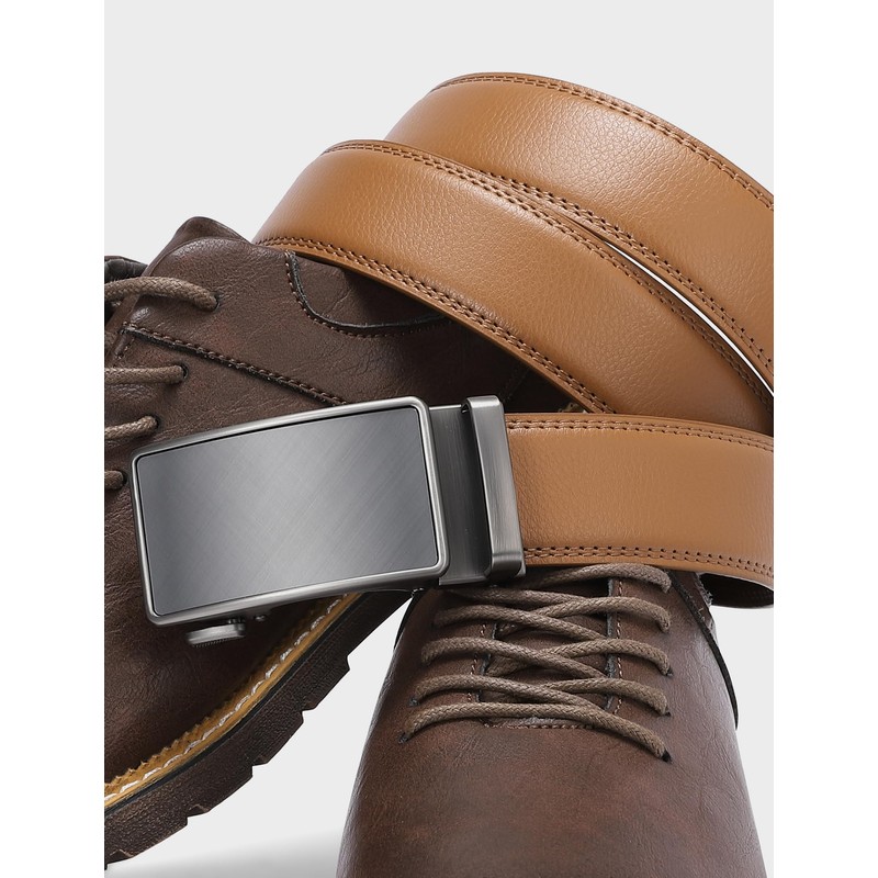 SKiporty Mens Ratchet Belt Leather 1 3/8'' Adjustable Belts for