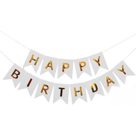 Happy Birthday Banner Birthday Banner Bunting Banner Decoration DIY Party Decoration (White)