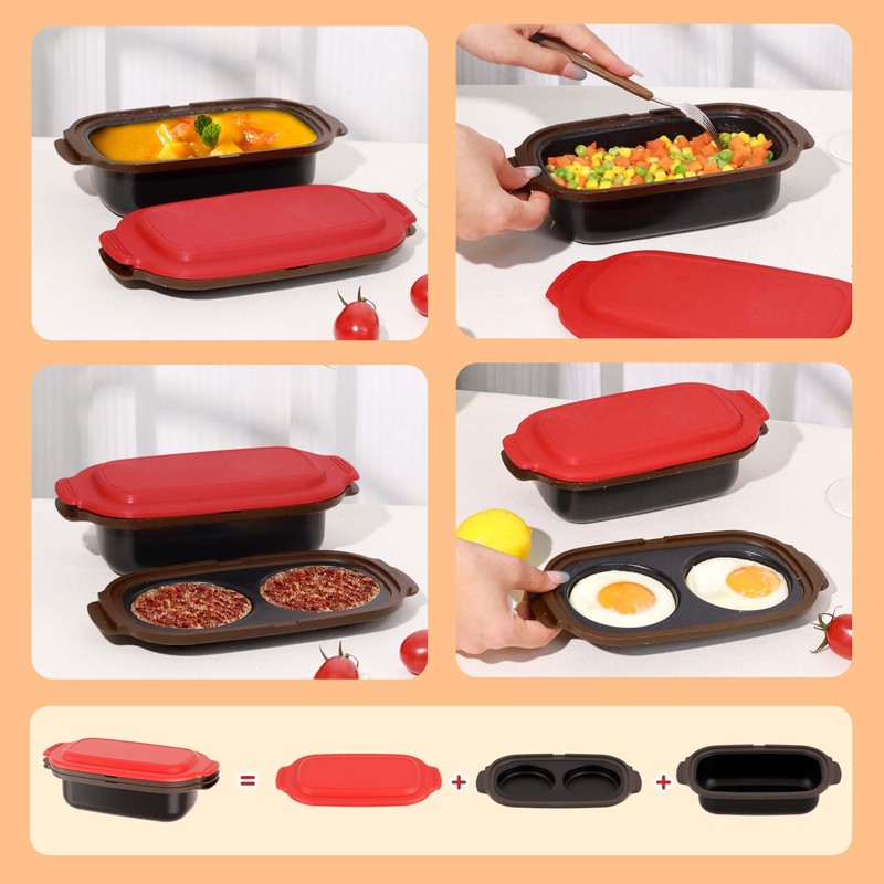 Microwave Egg Cooker & Microwave Grill Pan 3 Pcs with
