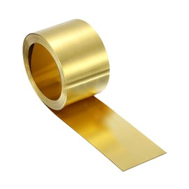 sourcing map Brass Sheet Roll, 0.5 x 25 x 2000mm(TxWxL) Metal Flashing Brass Foil Roll for Crafting, Electrical DIY Projects Repairs, Gold