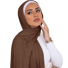 Piewag Hijab Scarf for Women Soft Cotton Muslim Jersey Hijab Head Wrap Scarves Fashion Long Scarf Shawls Brown