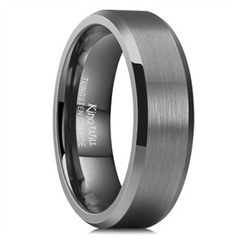 King Will 7mm Tungsten Carbide Ring for Men, Gunmetal Matte & Polished Comfort Fit, Size 10