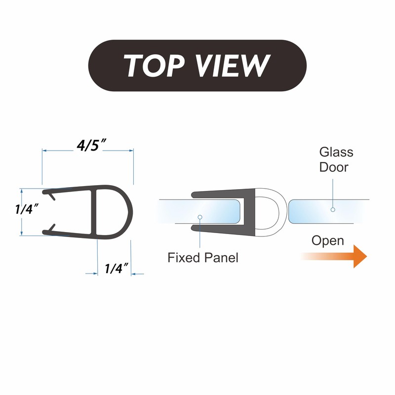 78"(2X39") Shower Door Side Seal Strip for 1/4" for Frameless