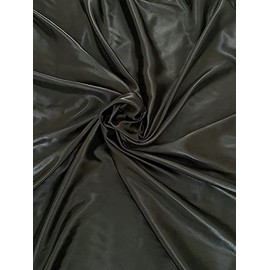 Fancy Textiles Silky Satin Plain Craft Dressmaking Fabric 60'' Wide (1 Meter(pre Cut), Black)
