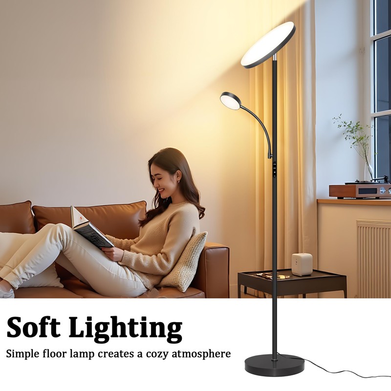 Floor Lamp-42W/4200LM Super Bright Floor Lamp,Dimmable 2-in-1 LED Floor Lamp
