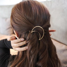 Erimberate Bohemian Crescent Moon Hair Clip Hollow Moon Hair Barrette Half Moon Hair Pin Clips Gold Geometric Hairpin Metal Headwear Decorative Hair Accessories Jewelry for Women and Girls (Moon)