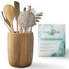 The Pretty Turtle Bamboo Kitchen Counter Utensil Crock Holder Caddy
