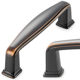 KOOFIZO Square Foot Cabinet Arch Pull - Oil Rubbed Bronze Furniture Handle, 3 Inch/76mm Screw Spacing, Pack of 5 for Kitchen Cupboard Door, Bedroom Dresser Drawer, Bathroom Furniture Hardware