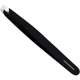 Swaan Precision Slant Tweezers for Facial or Ingrown Hair Removal & Professional Eyebrow Shaping - Stainless Steel (Black)