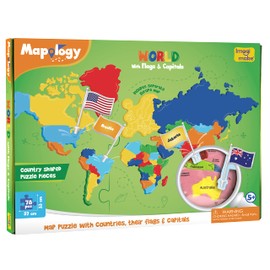 Imagimake Mapology World Map Puzzle - Includes Country Flags & Capitals | Fun Jigsaw Puzzle Kids Ages 5-8 | Educational Toys for Ages 8-13 | Christmas Gifts for Girls & Boys 5, 6, 7, 8, 9, 10, 11, 12
