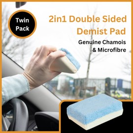 Tek Automotive Twin Pack Demister Pad for Car Windscreen - 2 in 1 Chamois & Microfibre Car Window Demister, Streak Free Car Cleaning Accessories, Reusable & Washable Car Demister Pad