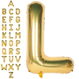 Large Mylar Foil Helium Letter Balloons 40 Inch Gold Balloons Alphabet Letters for Birthday Bridal Shower Anniversary Decorations (Letter L)