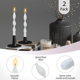 Gedengni Taper Candles Twist Candlesticks,8 Inch Spiral Tapered Candles White Twisted Candlestick Funky Candle Sticks for Dinner Decor Home Gift Idea-2pcs (4D-White)