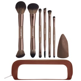 MAANGE Brochas para Maquillaje Profesional 6 Piezas 12 en 1, Brochas de Maquillaje de Doble Punta para Base, Polvo, Contorno, Rubor, Corrector y Ojos