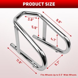 ROBLOCK Heavy Duty Motorcycle Stand Wheel Chock Fits 5.5'' Wide Tires, Portable Removable Motorcycle Wheel Chocks for Trailer Or Garage, 1 Pack, Silver