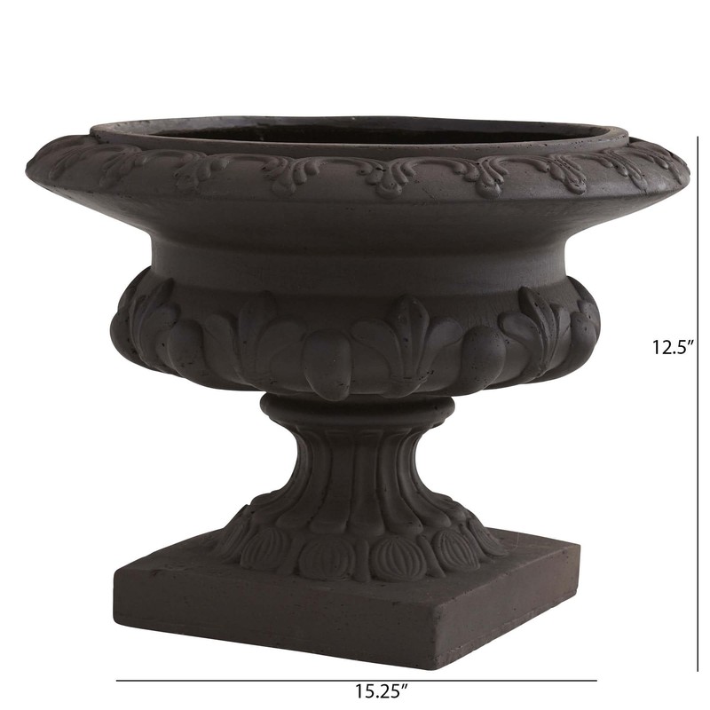 Nearly Natural 12.5in. H Iron-finish Decorative Urn (Indoor/Outdoor) Containers Gray
