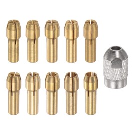 sourcing map 10-Piece Drill Chuck Collet Set 0.5-3.2 mm, Brass Drill Chuck, Rear Diameter 4.2 mm for Light Accessories, High Speed Drill