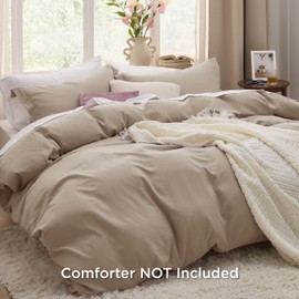 Bedsure Deep Beige Duvet Cover King Size - Soft Prewashed King Duvet Cover Set, 3 Pieces, 1 Duvet Cover 104x90 Inches with Zipper Closure and 2 Pillow Shams, Comforter Not Included