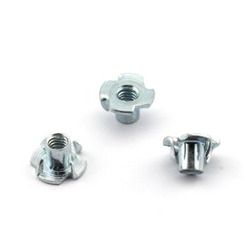 50pcs 4 Pronged Tee Blind Nuts Furniture T Nut Inserts for Wood 4 Prongs Knock in Wood 1/4"-20 T-Nut Four Claw Nut