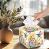 DELORIGIN Flowers Tissue Box Holder, Hummingbird Square Tissue Box Cover