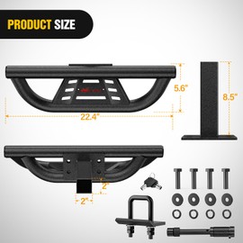 Nilight Universal Hitch Step Textured Black Drop Trailer Hitch Step Fit 2 Inch Receiver with Hitch Lock Stabilizer Towing Bar Rear Bumper Guard Rated up to 350 Lbs for Pickups Trucks Vans SUVs ATVs