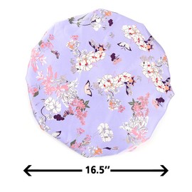 greatremy Satin Braid Bonnet Double Layer Sleep Cap Scruchie, Silky Night Hat Large Bonnet for Women Curly, Long Natural Hair Dreadlocks, Braids, Locs Sleeping (Purple Flowers)