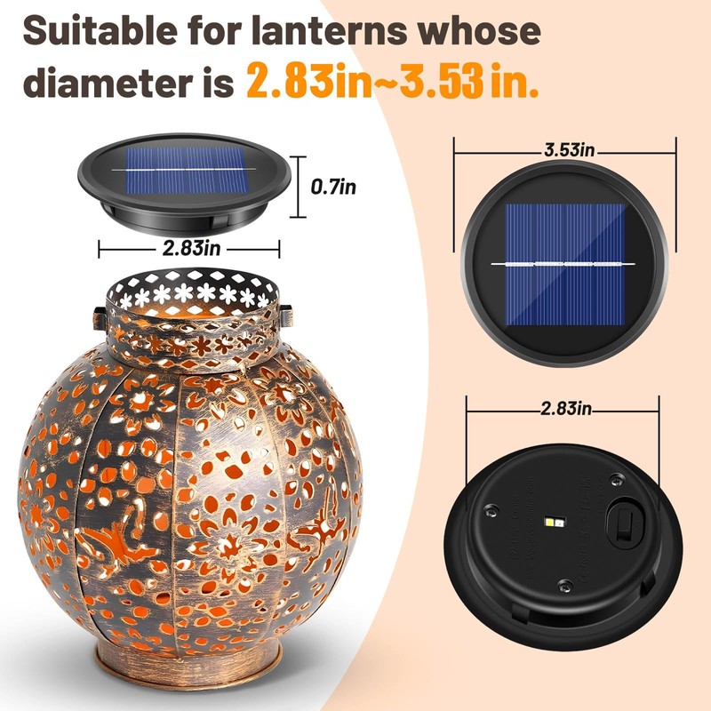 4 Pack Solar Lights Replacement Top,2.83-3.53 inch Light Parts for